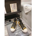 DIOR Rattan Check Casual High Top Board Shoes Fashion Board Shoes Yellow Black