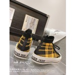 DIOR Rattan Check Casual High Top Board Shoes Fashion Board Shoes Yellow Black
