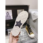 DIOR Rattan Check Casual High Top Board Shoes Fashion Board Shoes Yellow Black