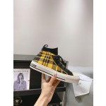 DIOR Rattan Check Casual High Top Board Shoes Fashion Board Shoes Yellow Black