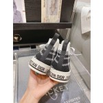 DIOR Rattan Check Casual High Top Board Shoes Fashion Board Shoes Black White