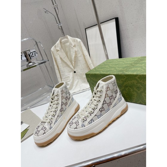 Gucci Explosive Presbyopia Canvas Casual Platform Shoes