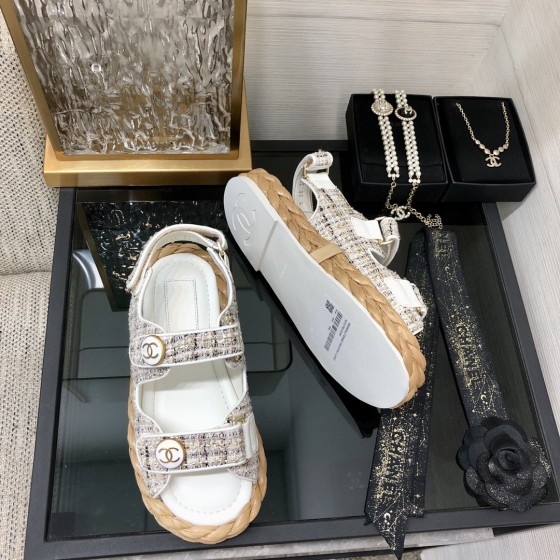 CHANEL 2023 spring and summer latest woven velcro sandals Japan imported woven materials