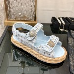 CHANEL 2023 spring and summer latest woven velcro sandals Japan imported woven materials
