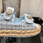 CHANEL 2023 spring and summer latest woven velcro sandals Japan imported woven materials