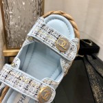 CHANEL 2023 spring and summer latest woven velcro sandals Japan imported woven materials