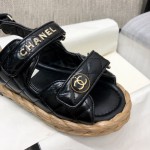 CHANEL 2023 spring and summer latest woven velcro sandals Japan imported woven materials