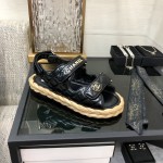 CHANEL 2023 spring and summer latest woven velcro sandals Japan imported woven materials