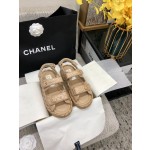 CHANEL 2023 spring and summer latest woven velcro sandals Japan imported woven materials