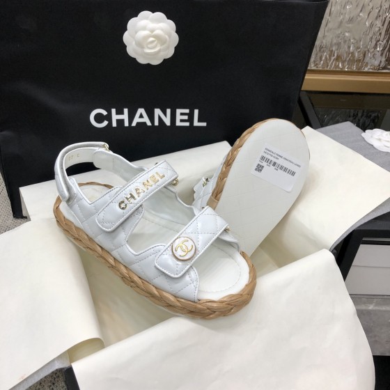 CHANEL 2023 spring and summer latest woven velcro sandals Japan imported woven materials