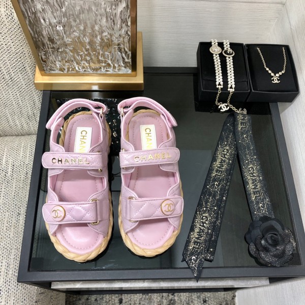 CHANEL 2023 spring and summer latest woven velcro sandals Japan imported woven materials