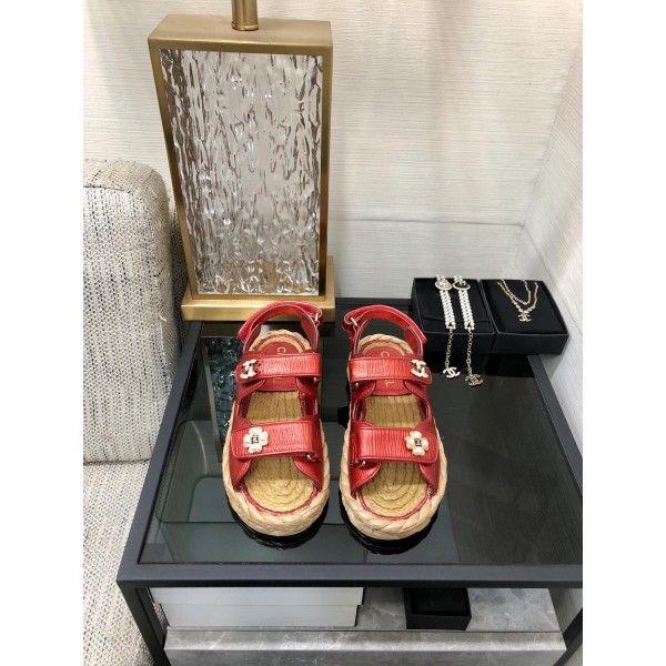 CHANEL 2023 spring and summer latest woven velcro sandals Japan imported woven materials
