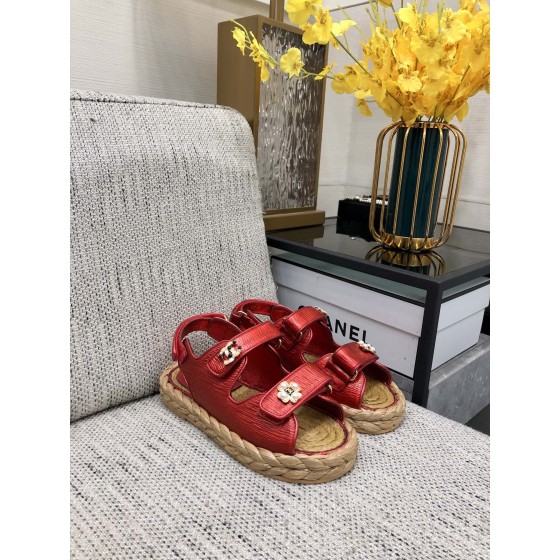 CHANEL 2023 spring and summer latest woven velcro sandals Japan imported woven materials