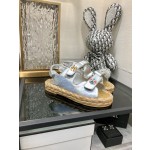 CHANEL 2023 spring and summer latest woven velcro sandals Japan imported woven materials