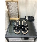 CHANEL 2023 spring and summer latest woven velcro slippers Italy imported multi-layer leather outsole
