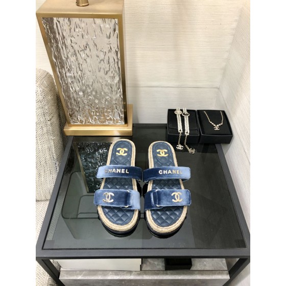 CHANEL 2023 spring and summer latest woven velcro slippers Italy imported multi-layer leather outsole