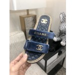 CHANEL 2023 spring and summer latest woven velcro slippers Italy imported multi-layer leather outsole