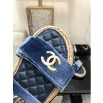 CHANEL 2023 spring and summer latest woven velcro slippers Italy imported multi-layer leather outsole
