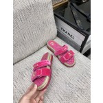 CHANEL 2023 spring and summer latest woven velcro slippers Italy imported multi-layer leather outsole