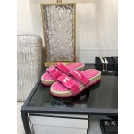 CHANEL 2023 spring and summer latest woven velcro slippers Italy imported multi-layer leather outsole