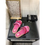 CHANEL 2023 spring and summer latest woven velcro slippers Italy imported multi-layer leather outsole