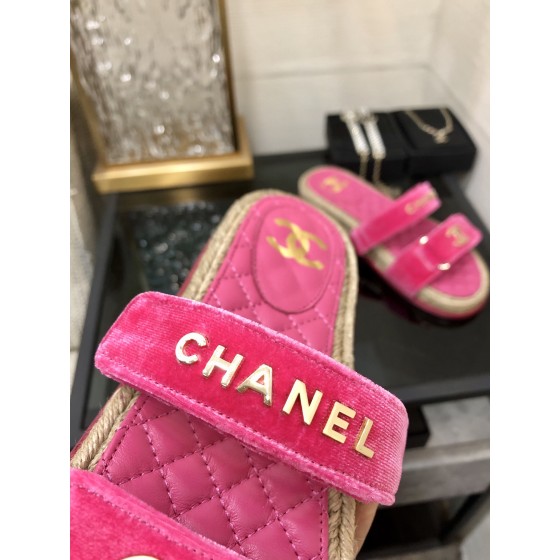 CHANEL 2023 spring and summer latest woven velcro slippers Italy imported multi-layer leather outsole