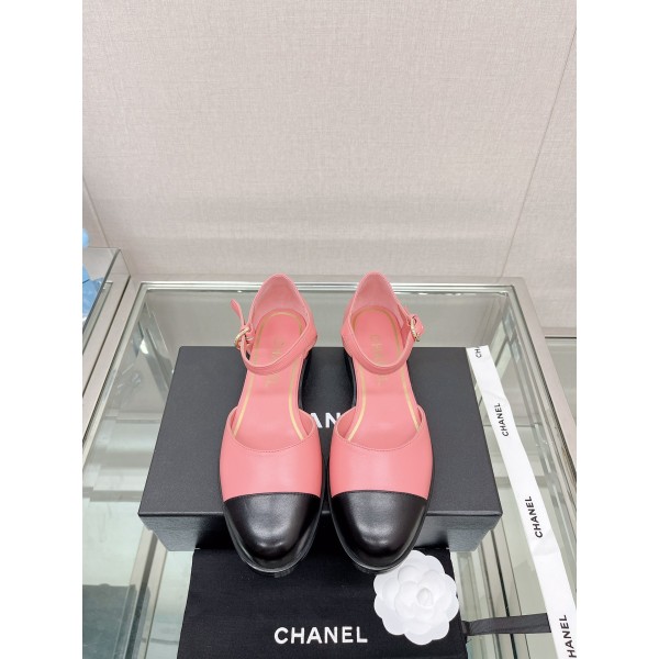 CHANEL 23Ss small incense thick bottom Mary Jane hollow sandals imported lambskin