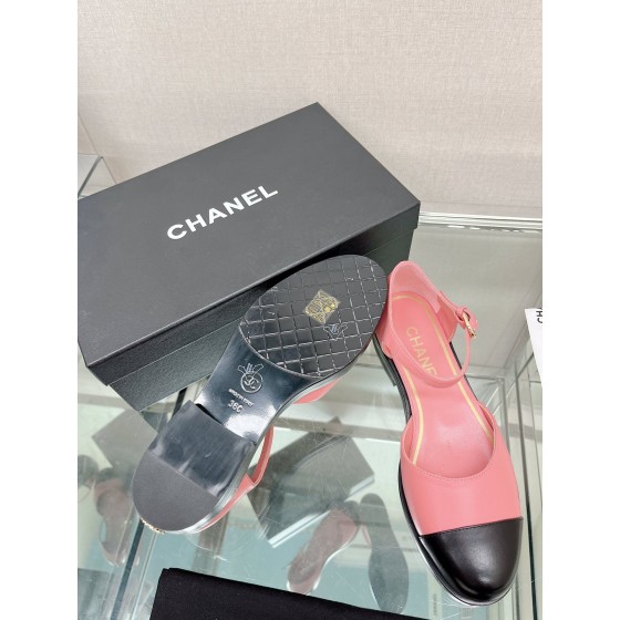 CHANEL 23Ss small incense thick bottom Mary Jane hollow sandals imported lambskin