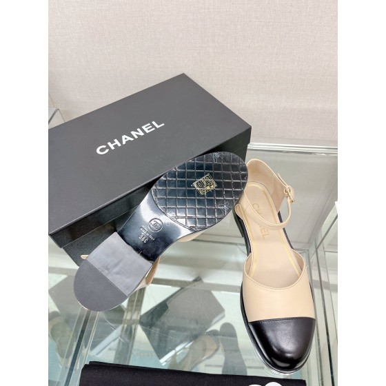 CHANEL 23Ss small incense thick bottom Mary Jane hollow sandals imported lambskin