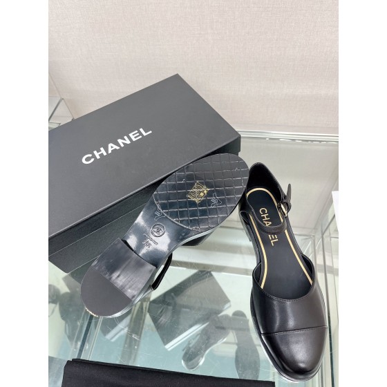 CHANEL 23Ss small incense thick bottom Mary Jane hollow sandals imported lambskin