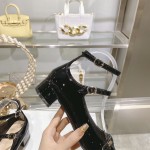 DIOR Retro Fashion Cutout Double Buckle Chunky Heel Mary Jane Shoes 3.5cm Black