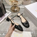 DIOR small round toe hollow one strap sandals 3.5cm Black
