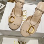 DIOR summer new bag head chunky sandals high heel model 7.5cm apricot
