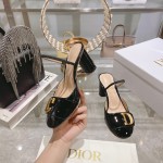 DIOR summer new bag head thick heel sandals high heel model 7.5cm black