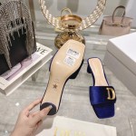DIOR 2023 New early spring sandals Imported cow patent leather ➕ Korean suede Sheepskin lining 4.5cm blue
