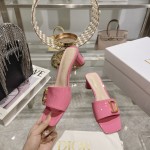 DIOR 2023 New early spring sandals Imported cow patent leather ➕ Korean suede Sheepskin lining 4.5cm Rose