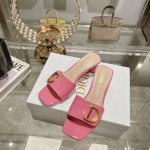 DIOR 2023 New early spring sandals Imported cow patent leather ➕ Korean suede Sheepskin lining 4.5cm Rose