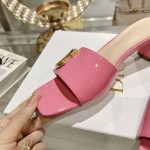 DIOR 2023 New early spring sandals Imported cow patent leather ➕ Korean suede Sheepskin lining 4.5cm Rose