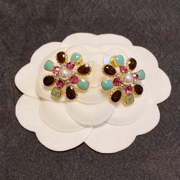 CHANEL🇫🇷Xiaoxiang 23ss new color drop oil petal earrings earrings