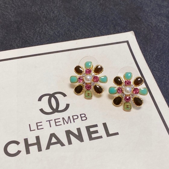 CHANEL🇫🇷Xiaoxiang 23ss new color drop oil petal earrings earrings