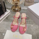 DIOR summer new bag toe chunky sandals high heel model 7.5cm Rose