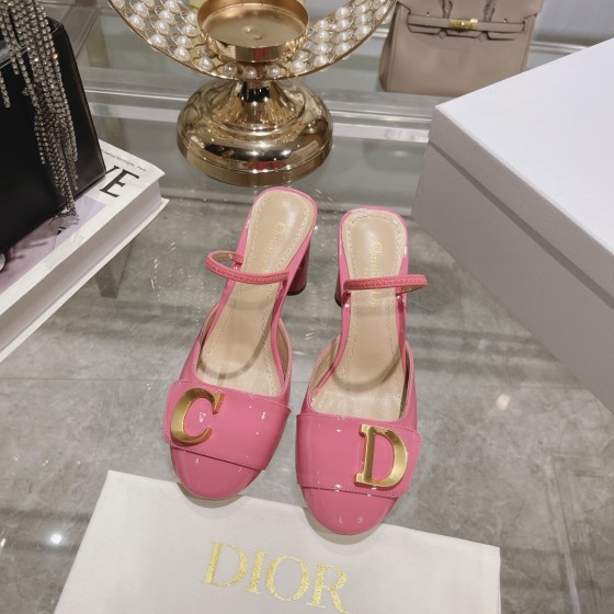 DIOR summer new bag toe chunky sandals high heel model 7.5cm Rose