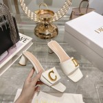 DIOR 2023 new early spring sandals Imported cow patent leather ➕ Korean velvet Sheepskin lining 4.5cm White
