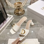 DIOR 2023 new early spring sandals Imported cow patent leather ➕ Korean velvet Sheepskin lining 4.5cm White
