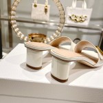 DIOR 2023 new early spring sandals Imported cow patent leather ➕ Korean velvet Sheepskin lining 4.5cm White