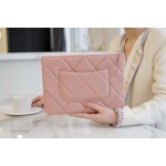 𝗖𝗛𝗔𝗘𝗡𝗟✦ Classic 19 Series Imported Channel Special Lambskin🐑 Carry-on Clutch Peach Pink