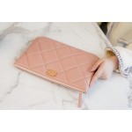 𝗖𝗛𝗔𝗘𝗡𝗟✦ Classic 19 Series Imported Channel Special Lambskin🐑 Carry-on Clutch Peach Pink