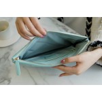 𝗖𝗛𝗔𝗘𝗡𝗟✦ Classic 19 Collection Imported Channel Special Lambskin🐑 Carry-on Clutch Tiffany Blue