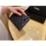 𝗖𝗛𝗔𝗘𝗡𝗟✦ Italy 🇮🇹 channel custom lambskin 🐑 Leboy Collection Zipper Clutch | Classic Black Gold 👑