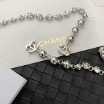 CHANEL🇫🇷Xiaoxiang's latest style🆕🆕Silver round diamond long earrings